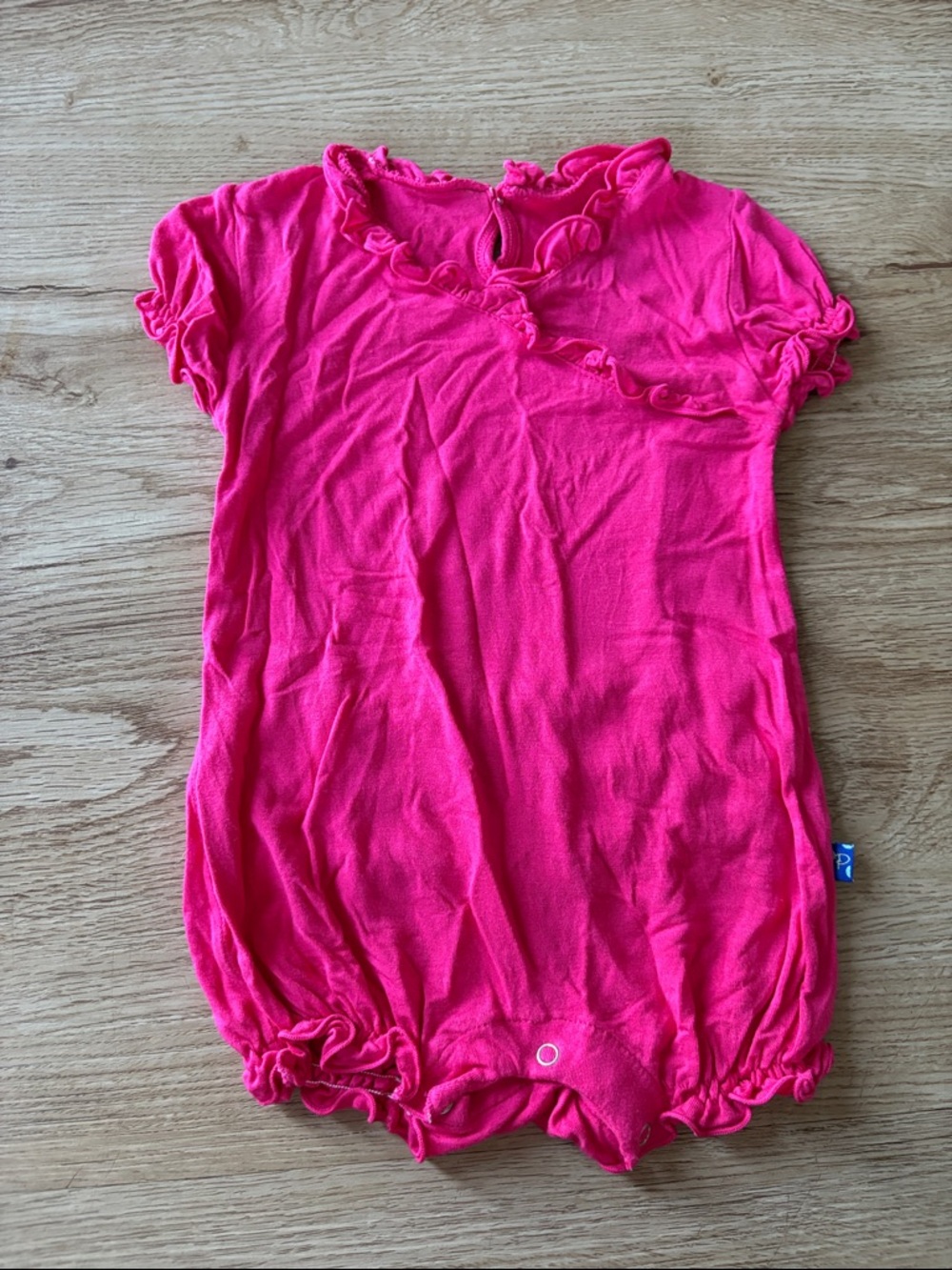 KicKee Pants Bright Pink Ruffle Baby Romper